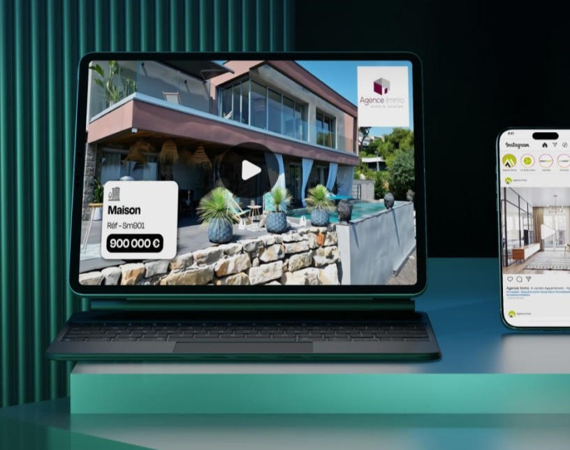 SpotvidéoTM collecte les données, photos et descriptifs de vos biens puis les met en valeur dans une vidéo percutante & personnalisée.