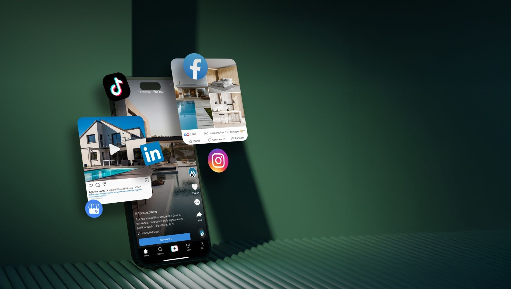 La solution de multidiffusion automatique de vos annonces immobilières sur vos réseaux sociaux & Google Business Profile !