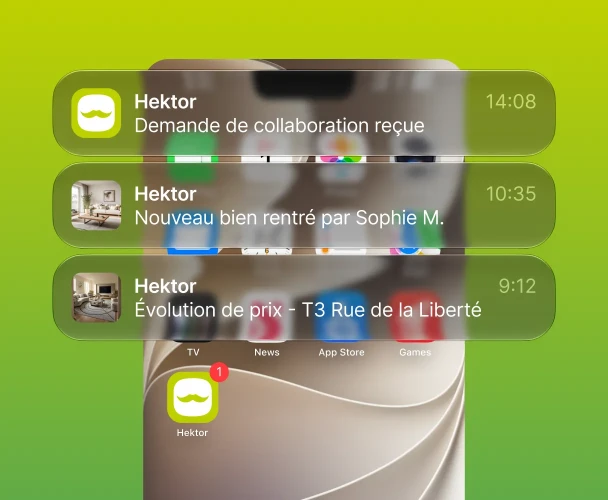 Notification push application immobilier Hektor