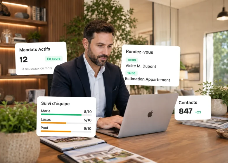 Agent immobilier devant son logiciel de transaction pour piloter son agence