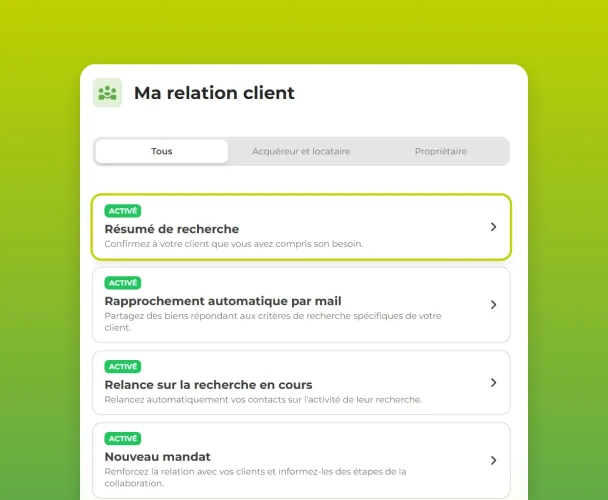 Automatisation lié au CRM immobilier dans Hektor