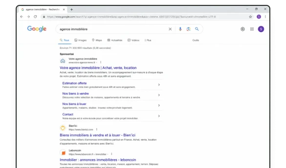 Référencement naturel d'une agence immobilière dans Google
