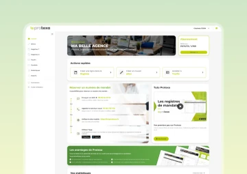 Interface du logiciel Protexa pour réservation de numéro de mandat