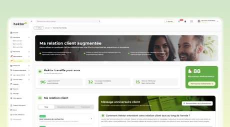 Interface du CRM immobilier dans Hektor