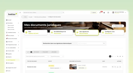 Listing de documents envoyés de signature électronique dans Hektor