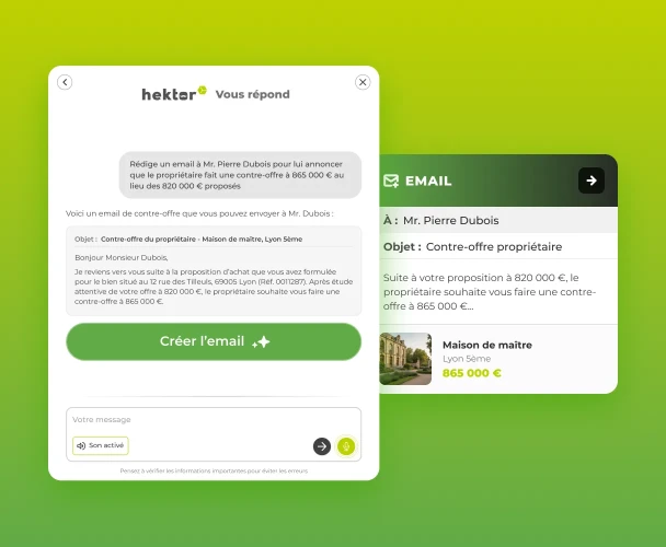 Création d'un brouillon de mail via Hektor Voice