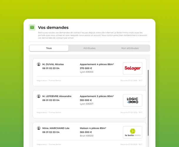 Gestions des leads entrants dans CRM immobilier Hektor