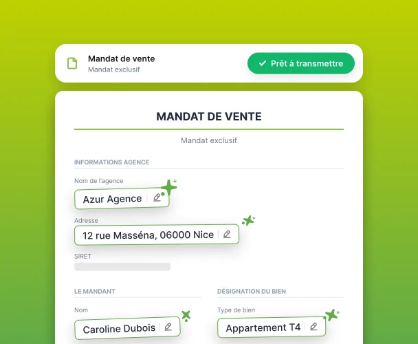 Interface présentant la récupération automatique d'information dans les documents juridiques