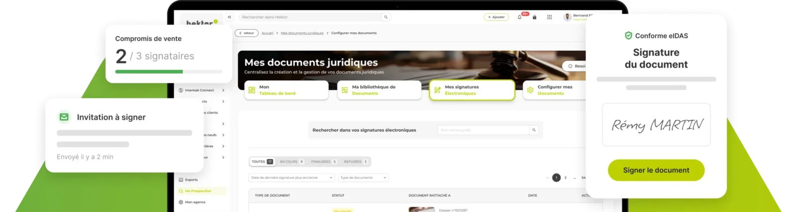 Interface de signature électronique dans Hektor
