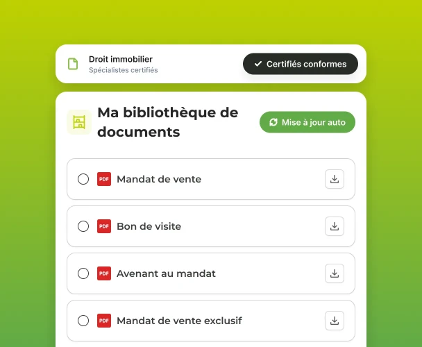 Bibliothèque de documents juridiques dans Hektor via Immosign