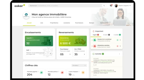 Page d'accueil logiciel de gestion locative Oskar