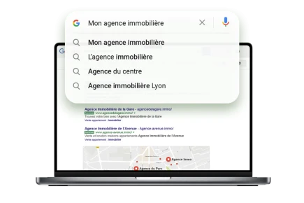 Affichage des résultat de recherche d'une agence immobilière dans Google