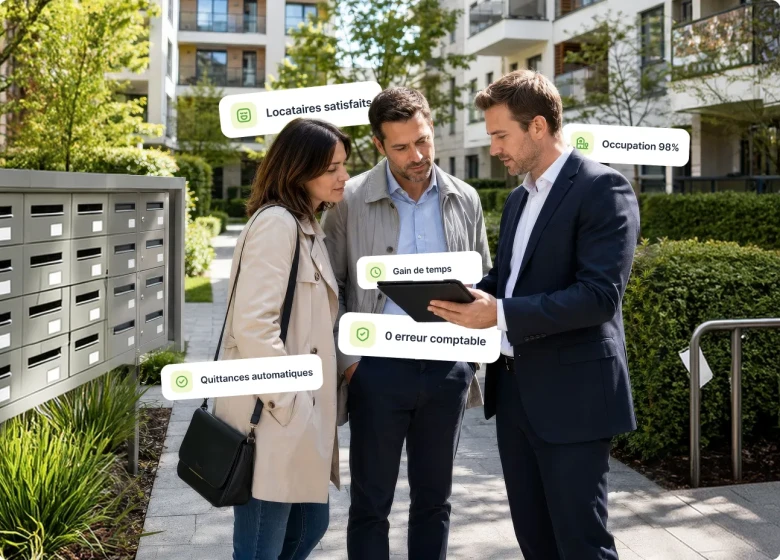Agent immobilier pendant une visite auprès de locataires