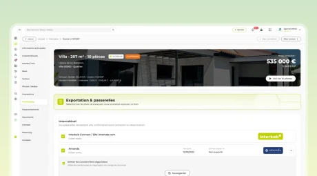 Interface de diffusion sur les passerelles immobilières dans Hektor