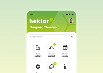 Page d'accueil application mobile Hektor