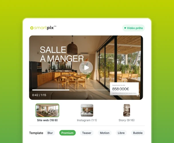 Présentation du choix du format et du template pour la vidéo de l'annonce