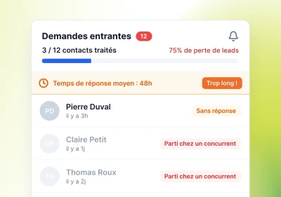 Interface montrant des demandes entrantes de contact en attente