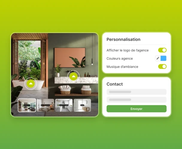 Personnalisation d'une visite virtuelle avec mise en avant du logo, choix de couleurd
