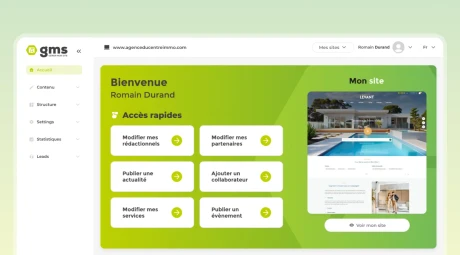 Plateforme de gestion et d'administration de site internet immobilier