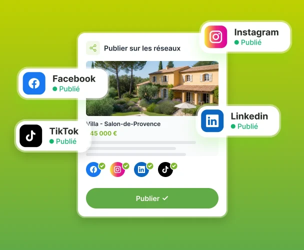 Diffusion d'une annonce immobilière sur différents réseaux sociaux