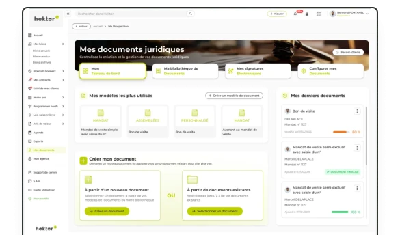 Interface de document juridique dans Hektor
