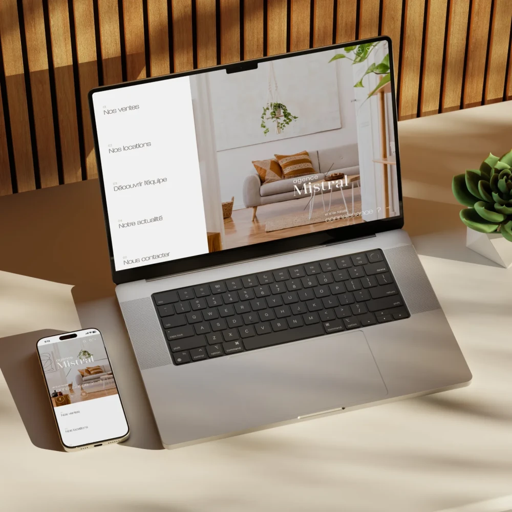 Site internet immobilier avec mise en avant de la navigation principale
