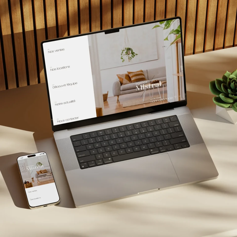 Site internet immobilier avec mise en avant de la navigation principale