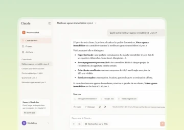 Interface d'un moteur IA pour la présence d'une agence immobilière