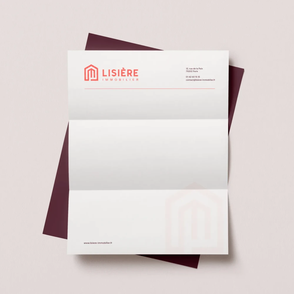 Papier d'entête avec le logo de l'agence immobilière