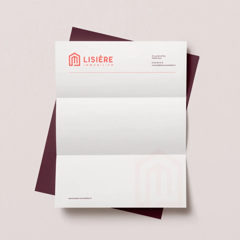 Papier d'entête avec le logo de l'agence immobilière