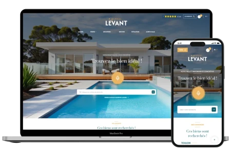 Page d'accueil desktop et mobile de site immobilier par La Boite Immo