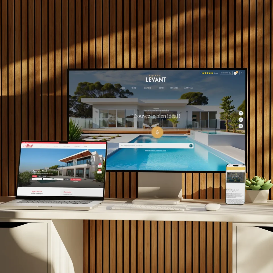 site internet immobilier en version desktop et tablette