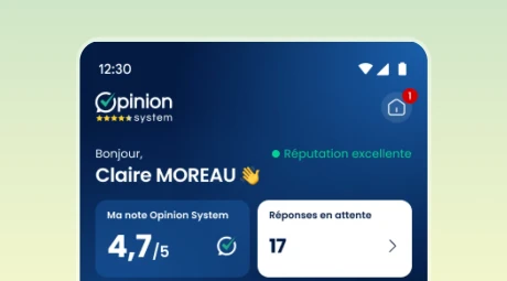 Page d'accueil de l'application Opinion System