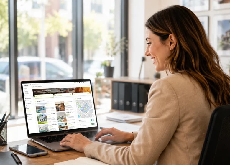 Agent immobilier en prospection via son logiciel métier