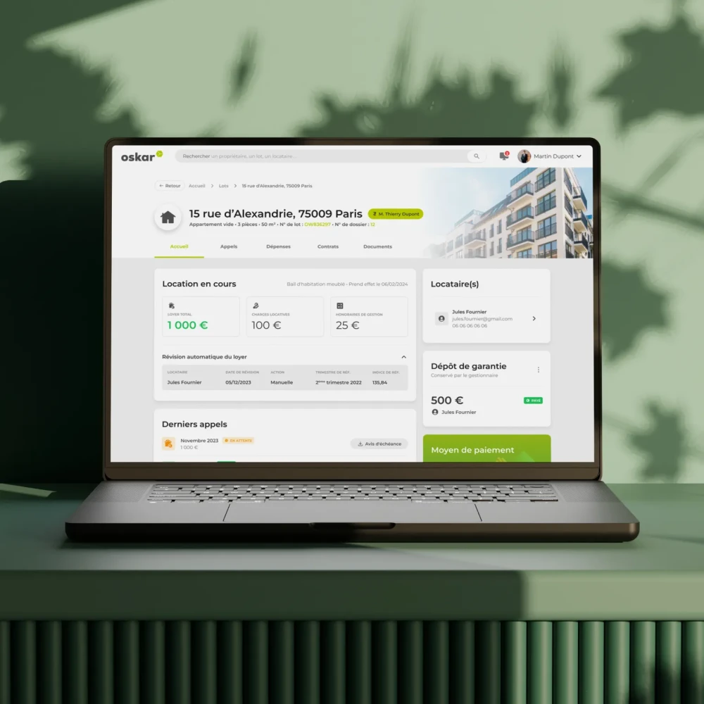 Vue sur un lot dans logiciel de gestion locative pour agent immobilier
