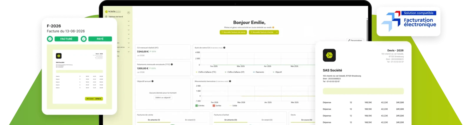 Solution de e-facturation proposée par La Boite Immo pour les agents immobiliers